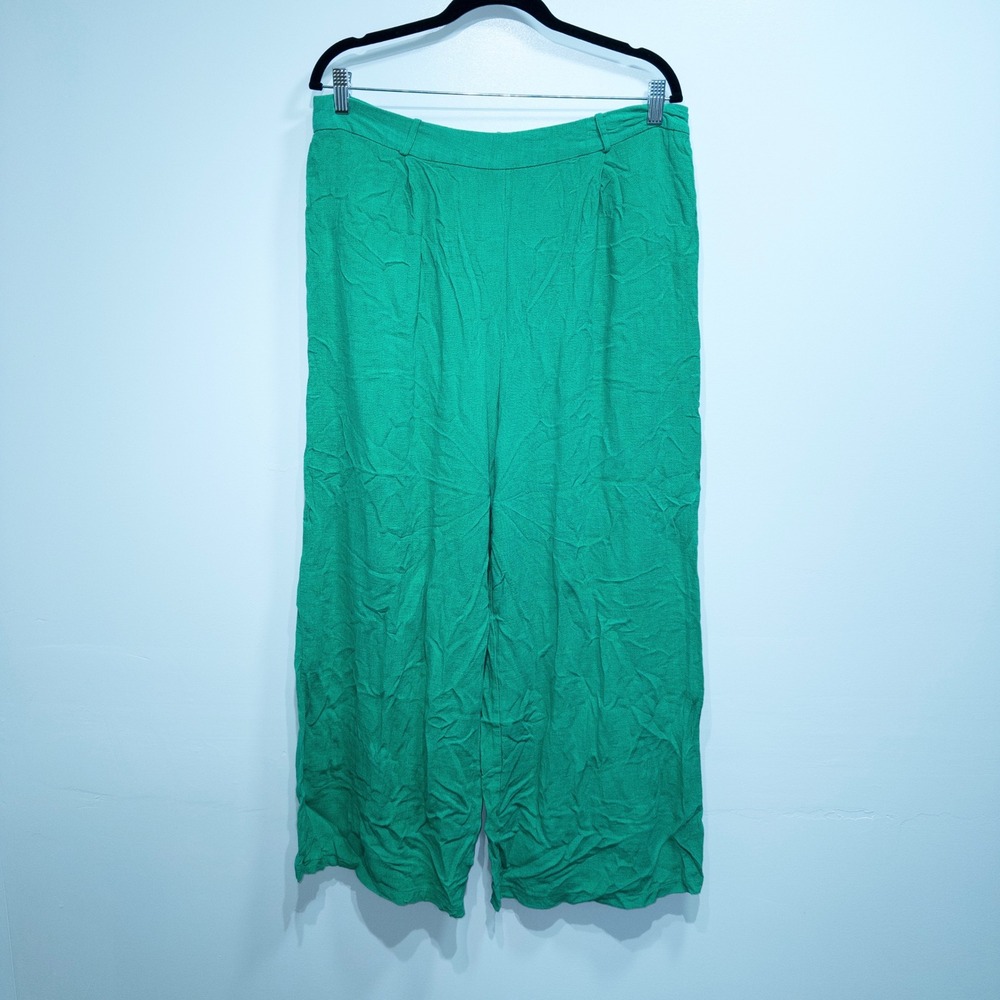 Flounce London ASOS Bright Green High Waisted Wide Leg Trousers Size 14 - Picture 2 of 9